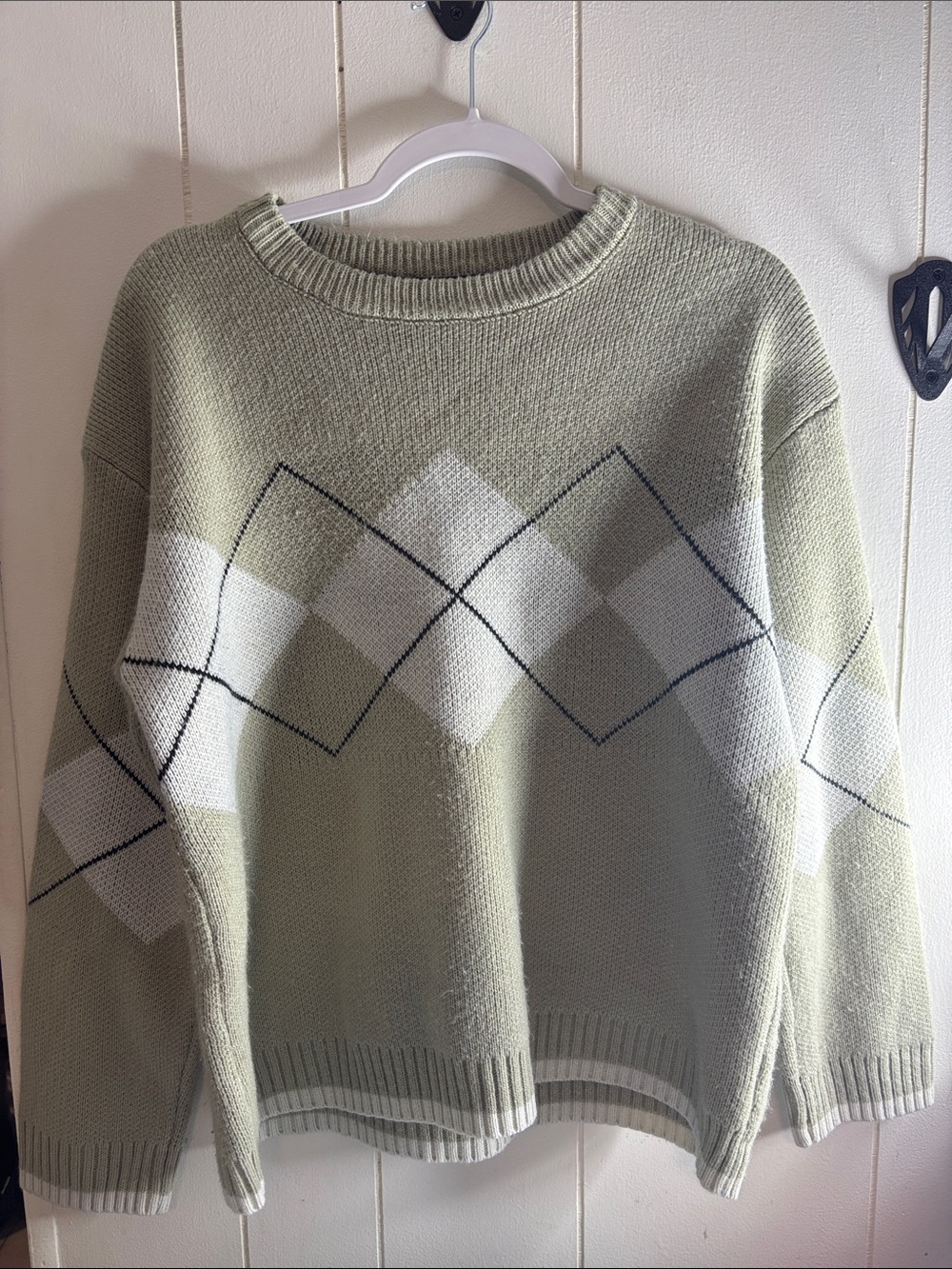 524 - Women's Sage Argyle Knit Sweater
